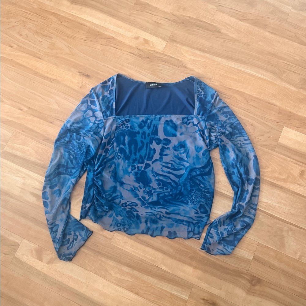 Cider Blue Animal Print Women's Blouse
